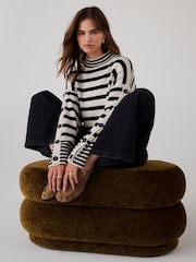 Mint Velvet Grey Wool Blend Striped Longline Jumper - Image 2 of 8