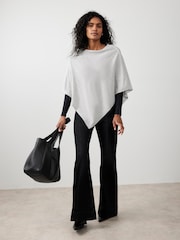 Mint Velvet Grey Cotton Blend Stitch Detail Poncho - Image 2 of 8