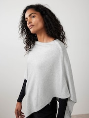 Mint Velvet Grey Cotton Blend Stitch Detail Poncho - Image 3 of 8