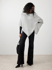 Mint Velvet Grey Cotton Blend Stitch Detail Poncho - Image 4 of 8