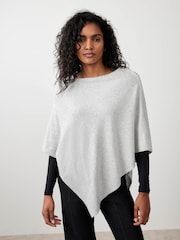 Mint Velvet Grey Cotton Blend Stitch Detail Poncho - Image 5 of 8
