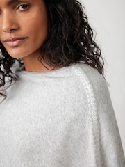 Mint Velvet Grey Cotton Blend Stitch Detail Poncho - Image 6 of 8