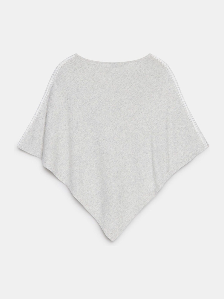 Mint Velvet Grey Cotton Blend Stitch Detail Poncho - Image 8 of 8