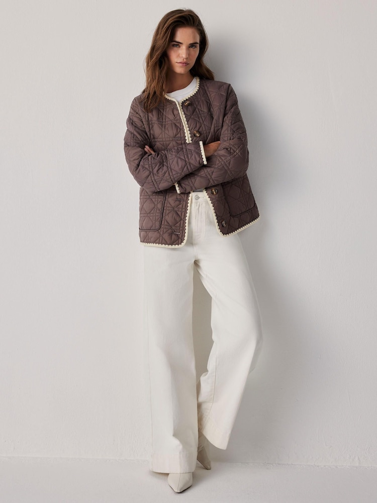 Mint Velvet Brown Reversible Quilted Jacket - Image 1 of 8 Mint Velvet Brown Reversible Quilted Jacket - Image 1 of 8