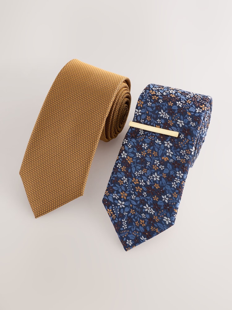 Blue/Yellow Textured Clip Ties 2 Pack - Image 1 of 3 Blue/Yellow Textured Clip Ties 2 Pack - Image 1 of 3