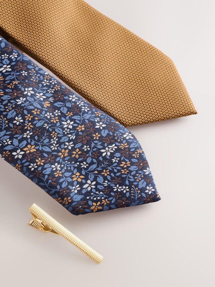 Blue/Yellow Textured Clip Ties 2 Pack - Image 2 of 3 Blue/Yellow Textured Clip Ties 2 Pack - Image 2 of 3