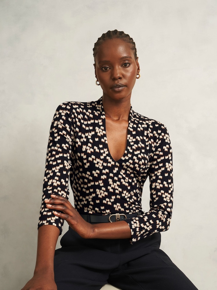 Hobbs Blue Aimee Printed Top - Image 1 of 4 Hobbs Blue Aimee Printed Top - Image 1 of 4