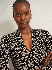 Hobbs Blue Aimee Printed Top - Image 3 of 4