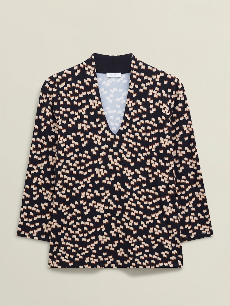 Hobbs Blue Aimee Printed Top - Image 4 of 4 Hobbs Blue Aimee Printed Top - Image 4 of 4