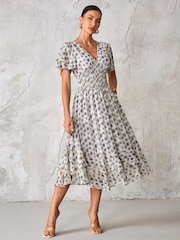 Jolie Moi Purple Frill Hem Chiffon Midi Dress - Image 1 of 6