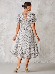 Jolie Moi Purple Frill Hem Chiffon Midi Dress - Image 2 of 6