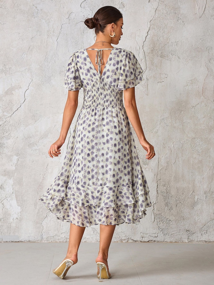 Jolie Moi Purple Frill Hem Chiffon Midi Dress - Image 2 of 6