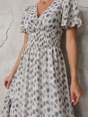 Jolie Moi Purple Frill Hem Chiffon Midi Dress - Image 4 of 6
