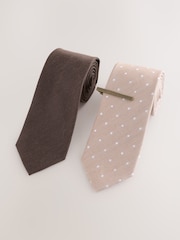 Neutral Textured Clip Ties 2 Pack - Image 1 of 3