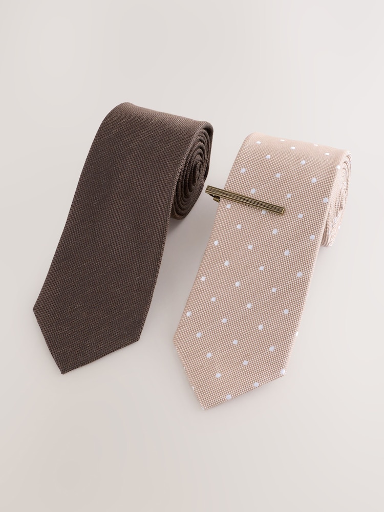 Neutral Textured Clip Ties 2 Pack - Image 1 of 3 Neutral Textured Clip Ties 2 Pack - Image 1 of 3