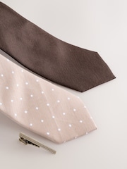 Neutral Textured Clip Ties 2 Pack - Image 2 of 3