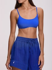 Polo Ralph Lauren Blue Cotton Linen Beachwear Boyfriend Short Cover-Up - Image 4 of 4