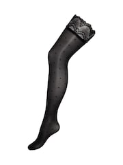 Pour Moi Black Polka Dot Lace Top 15 Denier Hold-Ups - Image 2 of 3