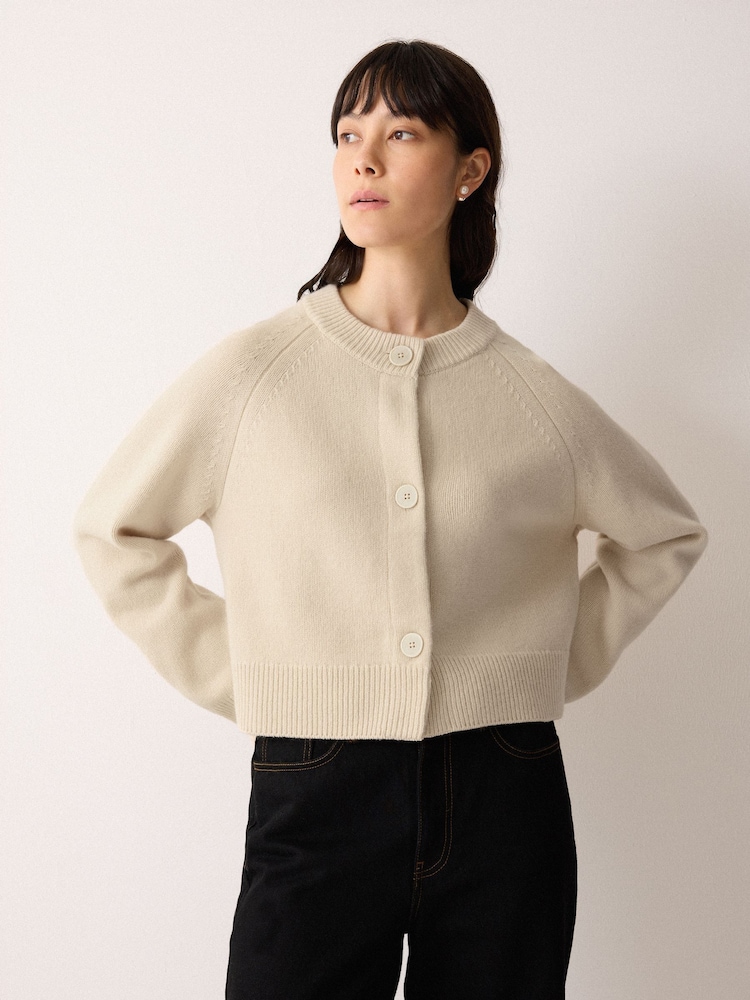 Jigsaw Cream Wool Cropped Cardigan - Image 1 of 5 Jigsaw Cream Wool Cropped Cardigan - Image 1 of 5