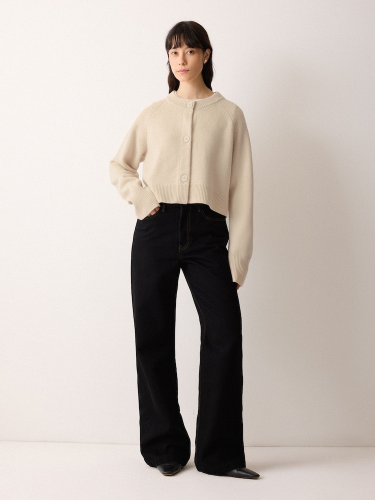 Jigsaw Cream Wool Cropped Cardigan - Image 2 of 5
