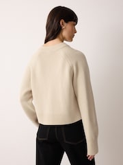 Jigsaw Cream Wool Cropped Cardigan - Image 4 of 5