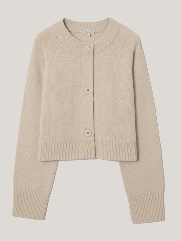 Jigsaw Cream Wool Cropped Cardigan - Image 5 of 5 Jigsaw Cream Wool Cropped Cardigan - Image 5 of 5