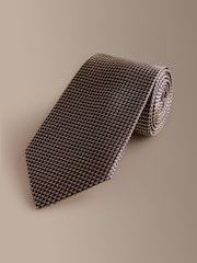 Brown Signature Silk Geometric Tie - Image 1 of 3