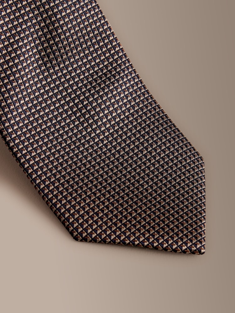 Brown Signature Silk Geometric Tie - Image 2 of 3