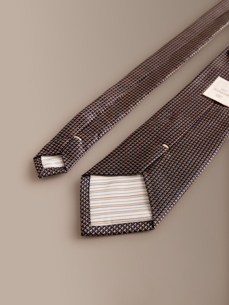 Brown Signature Silk Geometric Tie - Image 3 of 3