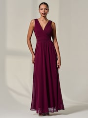 Jolie Moi Red Cora Sleeveless Chiffon Maxi Dress - Image 1 of 6