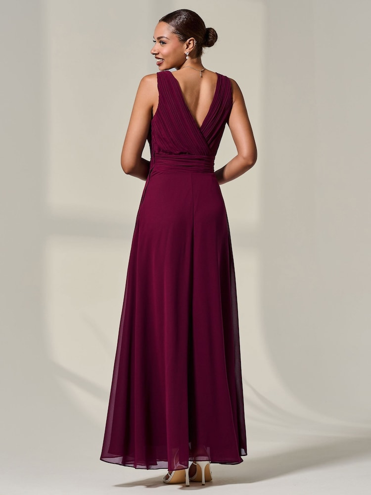Jolie Moi Red Cora Sleeveless Chiffon Maxi Dress - Image 2 of 6