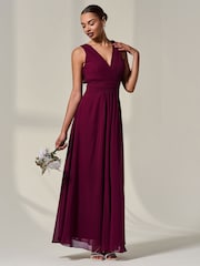 Jolie Moi Red Cora Sleeveless Chiffon Maxi Dress - Image 4 of 6