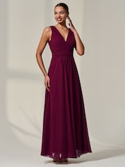 Jolie Moi Red Cora Sleeveless Chiffon Maxi Dress - Image 5 of 6
