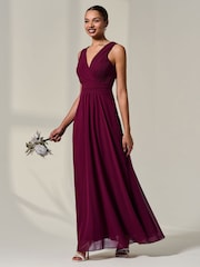 Jolie Moi Red Cora Sleeveless Chiffon Maxi Dress - Image 6 of 6
