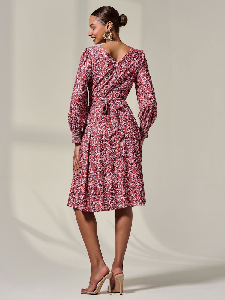 Jolie Moi Orange Long Sleeve Jersey Midi Dress - Image 2 of 6 Jolie Moi Orange Long Sleeve Jersey Midi Dress - Image 2 of 6