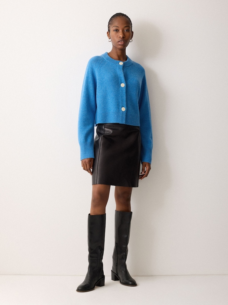 Jigsaw Blue Wool Cropped Cardigan - Image 1 of 5 Jigsaw Blue Wool Cropped Cardigan - Image 1 of 5
