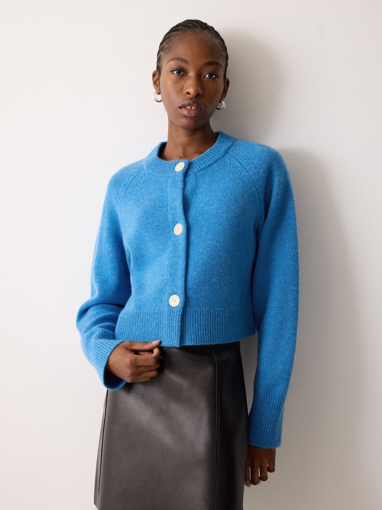 Buy Jigsaw Blue Wool Cropped Cardigan from the Next UK online shop