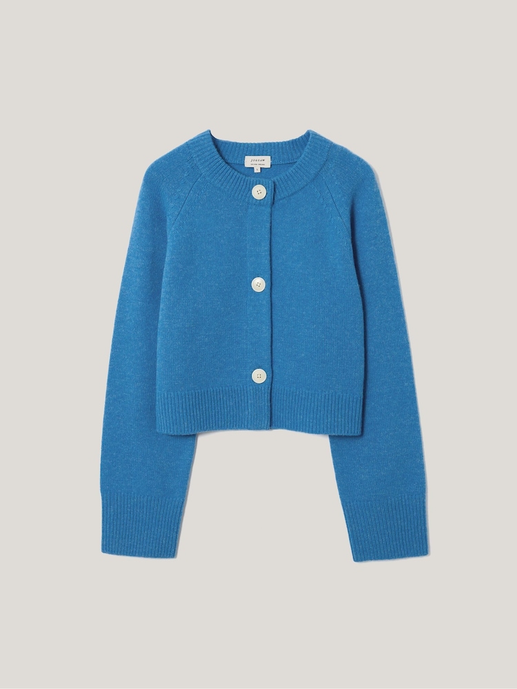 Jigsaw Blue Wool Cropped Cardigan - Image 5 of 5