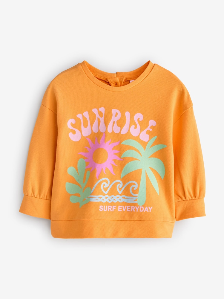 Orange Graphic Crew Neck Sweatshirt - Image 1 of 1