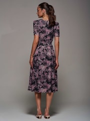 Jolie Moi Pink Ruched Waist Drawstring Sleeve Midi Dress - Image 2 of 6