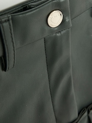 River Island Black Faux Leather Pleated Skirt - Image 3 of 4