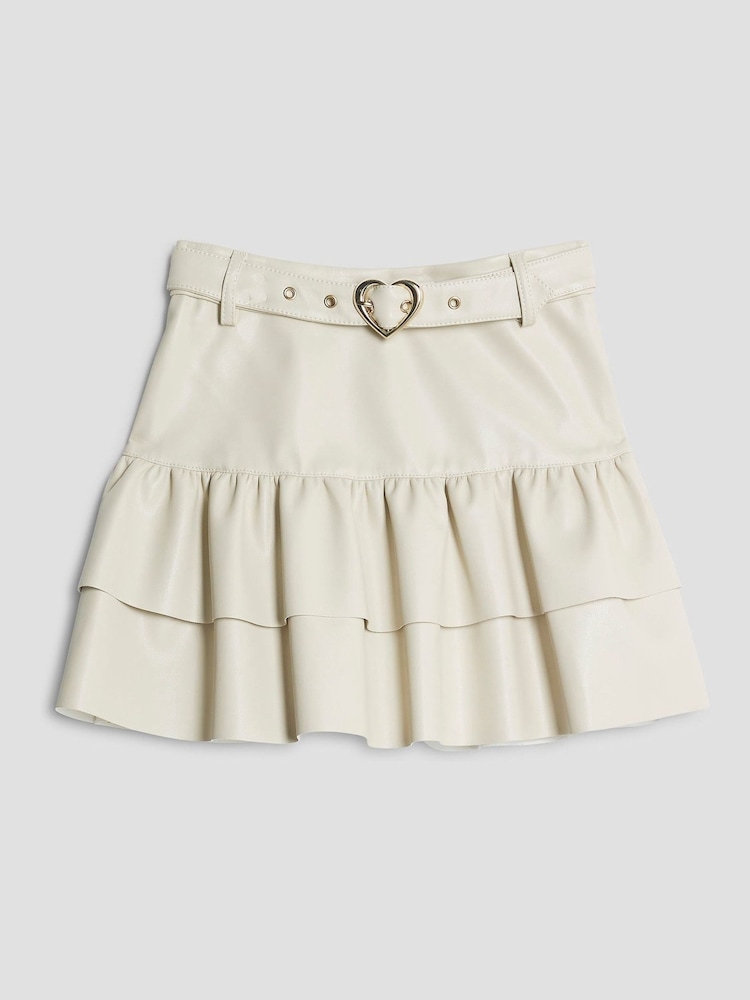 River Island Faux Leather Rara Skirt with Heart Belt - صورة 1 من 4