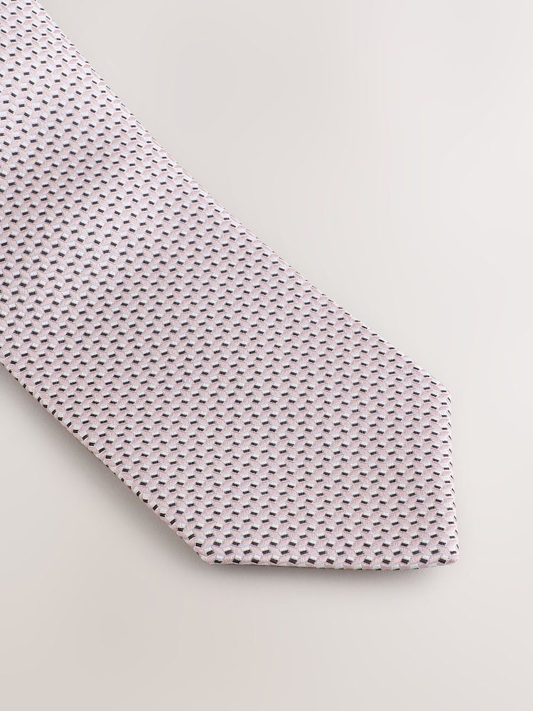 Pink Signature Silk Geometric Tie - Image 2 of 3