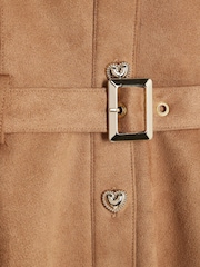 River Island Brown Suedette Belted Skater Dress - Image 3 of 4