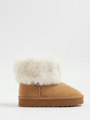 River Island Brown Fur Lined Fur Cuff Boots - Image 1 of 5