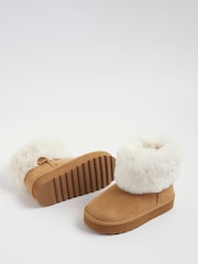 River Island Brown Fur Lined Fur Cuff Boots - Image 3 of 5