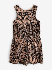 Brown Palm Tree Print Playsuit - Image 1 of 1