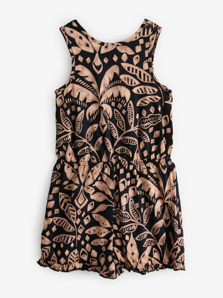 Brown Palm Tree Print Playsuit - Image 1 of 1