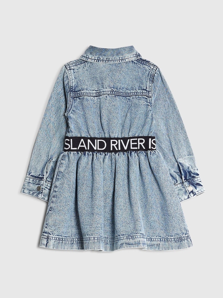 River Island Blue Waist Band Denim Dress - Image 5 of 5