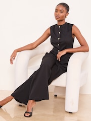 Lipsy Black Crew Neck Button Down Waistcoat - Image 3 of 4